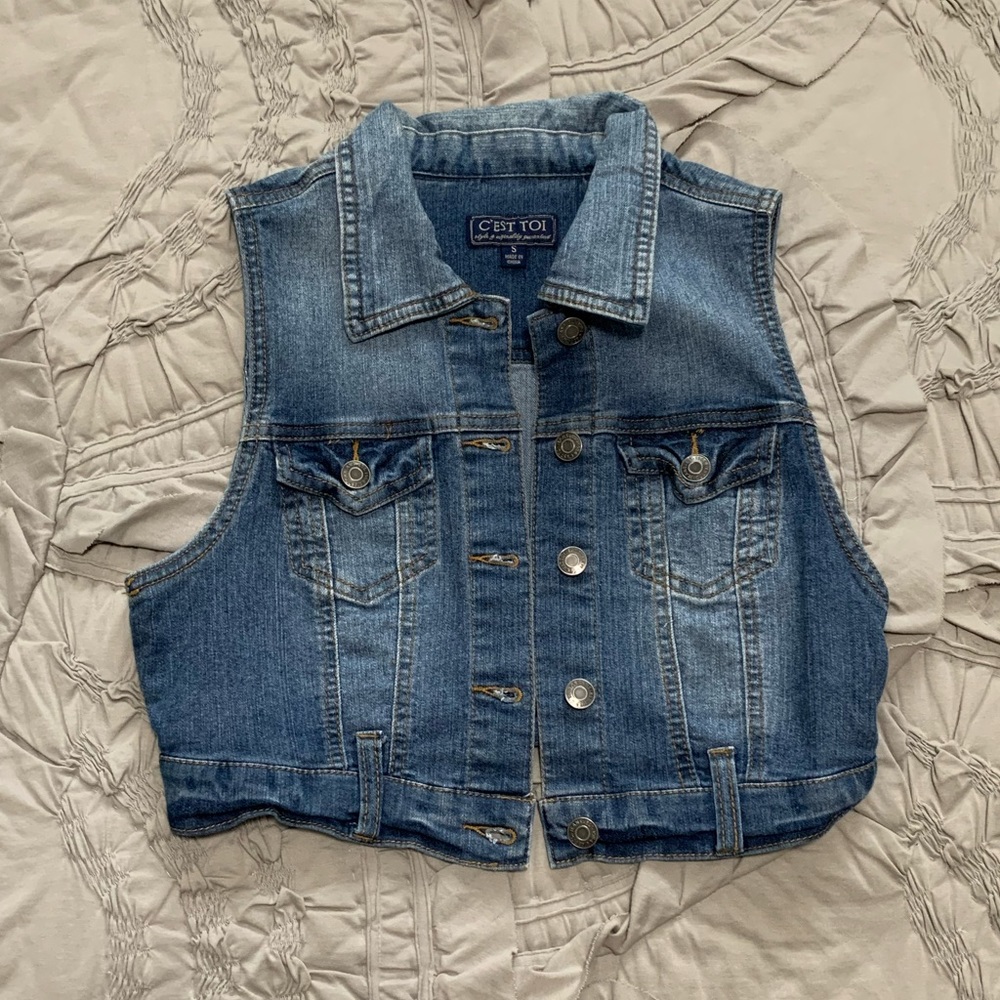C’est Toi cropped vest jean jacket size Small.